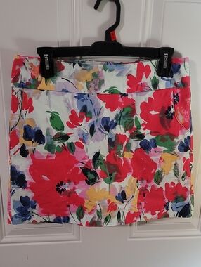 Zac & Rachel White Skort with Red Floral Print